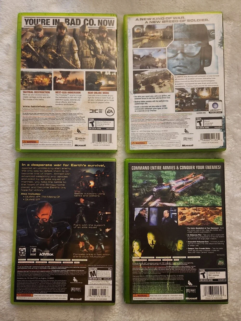 Xbox 360 4-Game Lot: Quake 4 Bonus Disc Ed, C&C 3, Battlefield, Ghost Recon 🎮